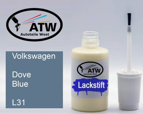 Volkswagen, Dove Blue, L31: 20ml Lackstift, von ATW Autoteile West.